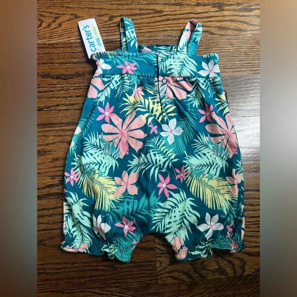 Carters Floral Tank Romper Baby Girl Sz. 3-6 months cotton NWT